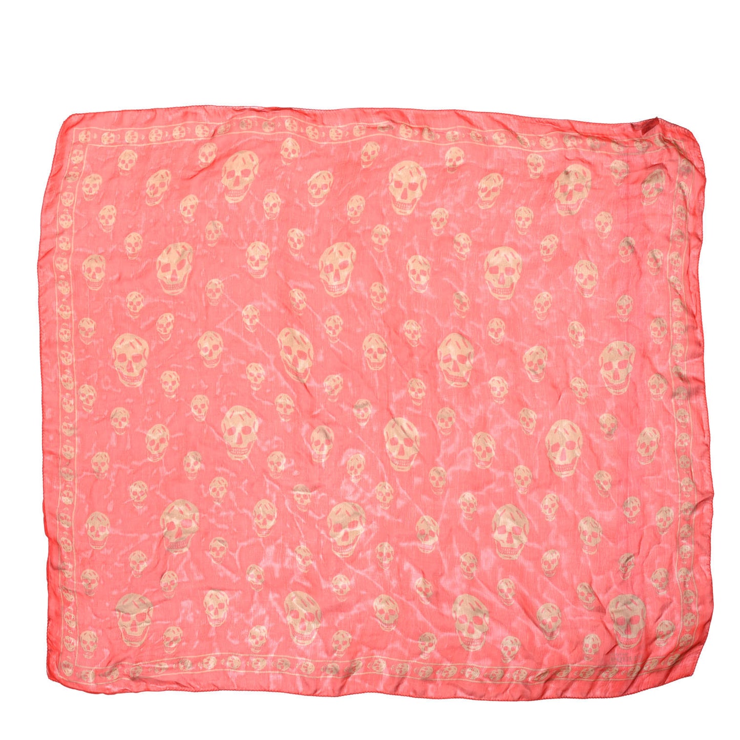 Silk Chiffon Skull Scarf Red Ivory