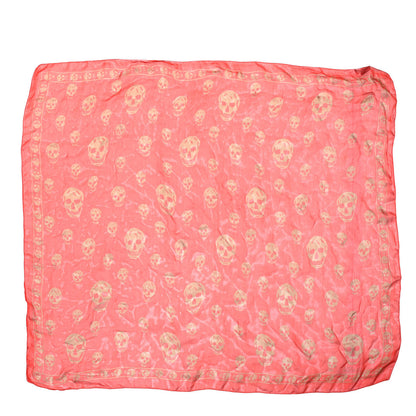 Alexander McQueen Silk Chiffon Skull Scarf Red Ivory 1 of 3