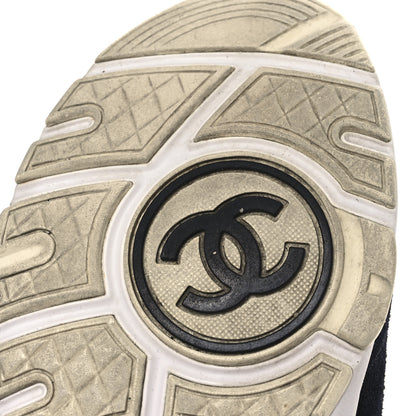 Chanel Nylon Calfskin Suede CC Womens Sneakers 35.5 Navy White Orange Black 8 of 14