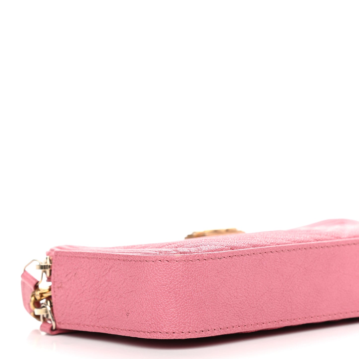 Caviar Chevron Small Boy Clutch With Chain Pink