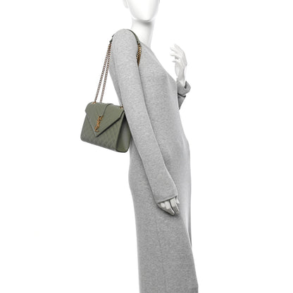 Saint Laurent Grain De Poudre Textured Mixed Matelasse Triquilt Medium Monogram Satchel Light Sage 2 of 10