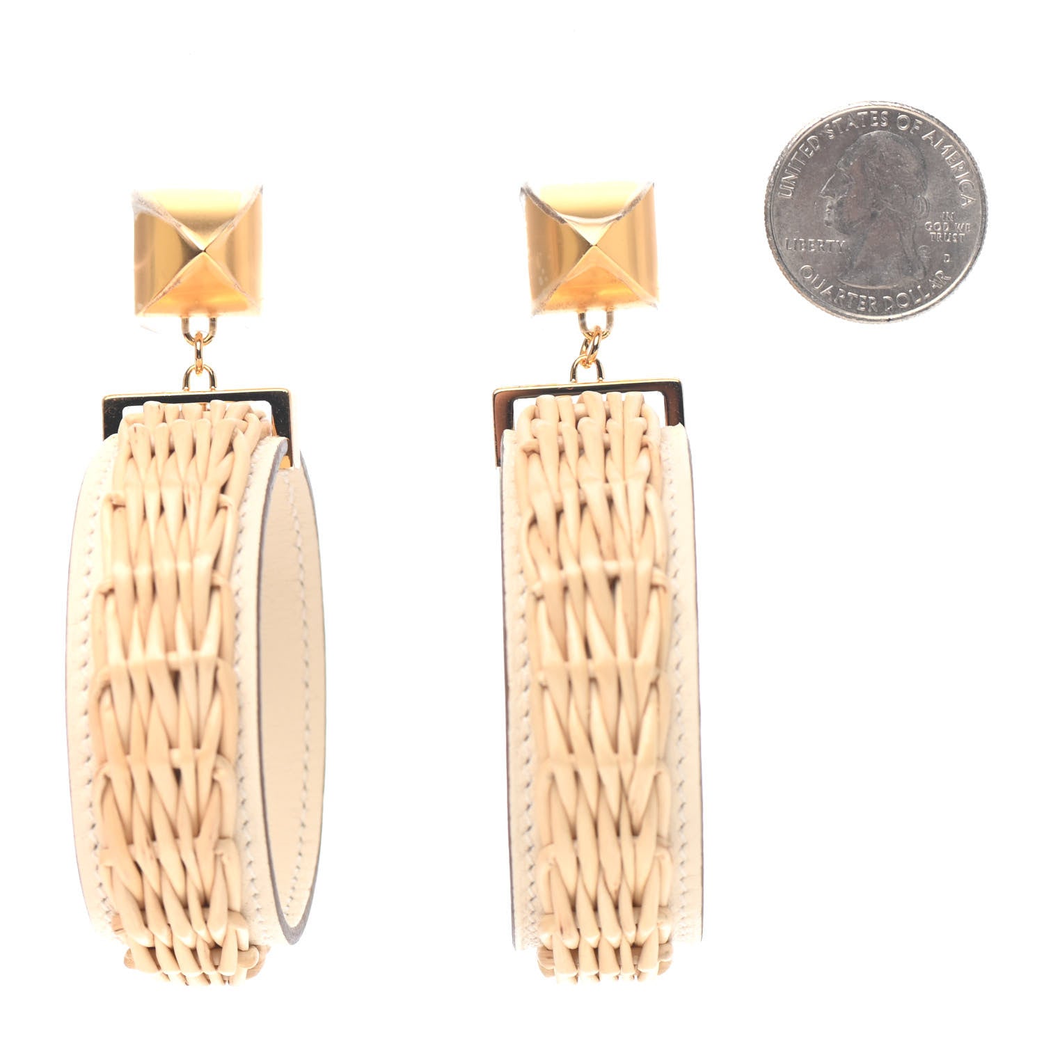 Hermes Wicker Swift Medor Picnic Earrings GM Nata 2 of 4