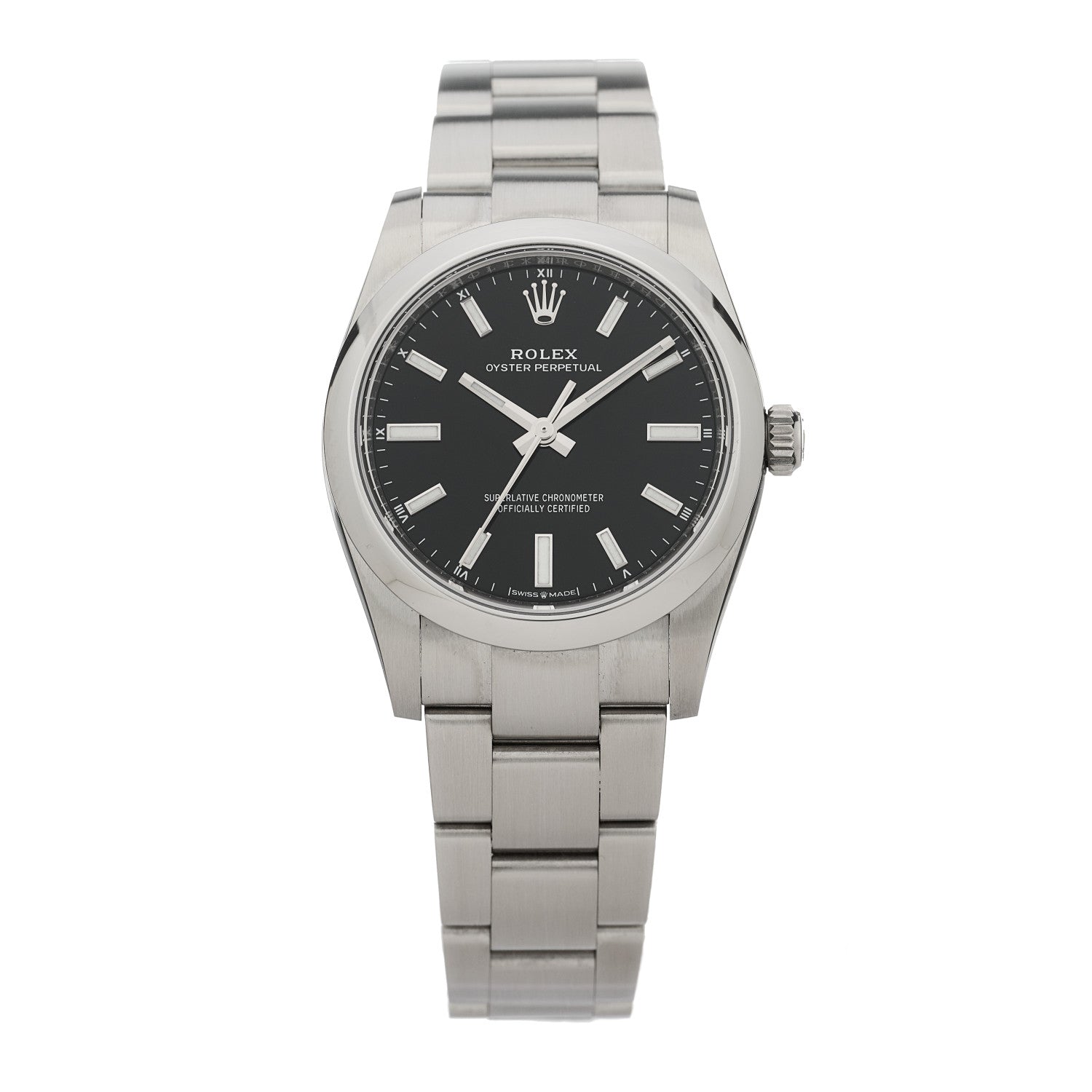 Rolex Stainless Steel 34mm Oyster Perpetual Watch Bright Black 124200 1 of 5