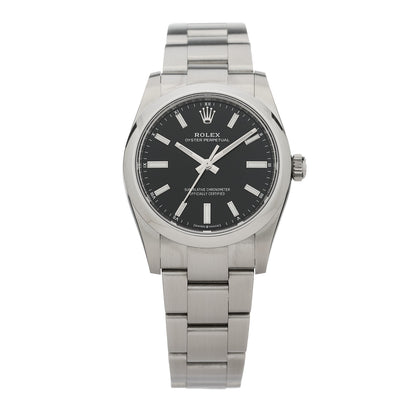 Rolex Stainless Steel 34mm Oyster Perpetual Watch Bright Black 124200 1 of 5