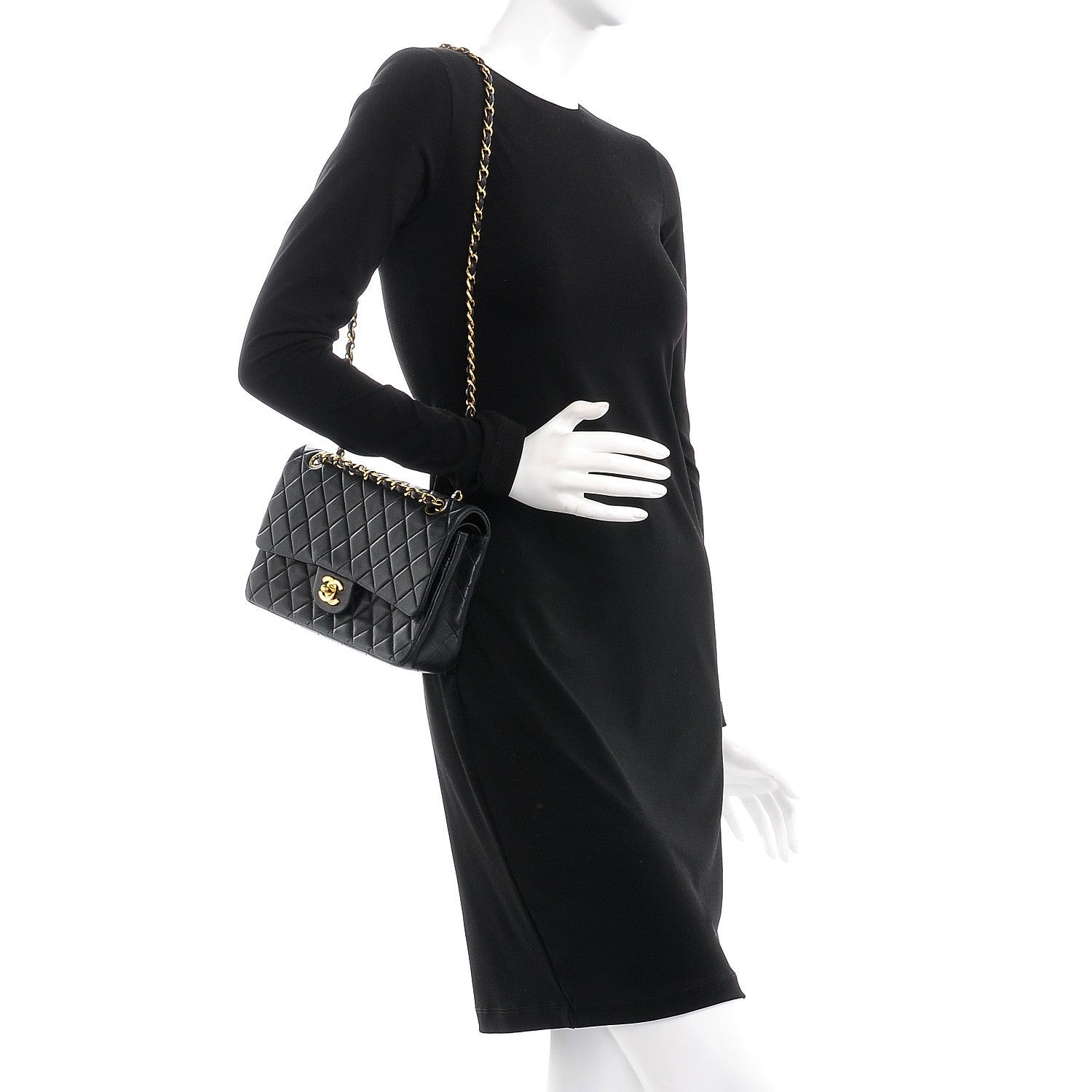 Chanel Lambskin Quilted Medium Double Flap Black 3 of 9