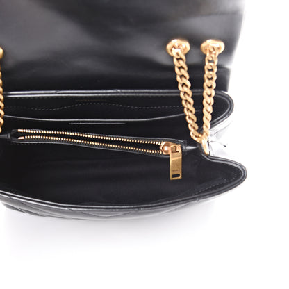 Saint Laurent Calfskin Y Quilted Monogram Small Loulou Chain Satchel Black 4 of 10