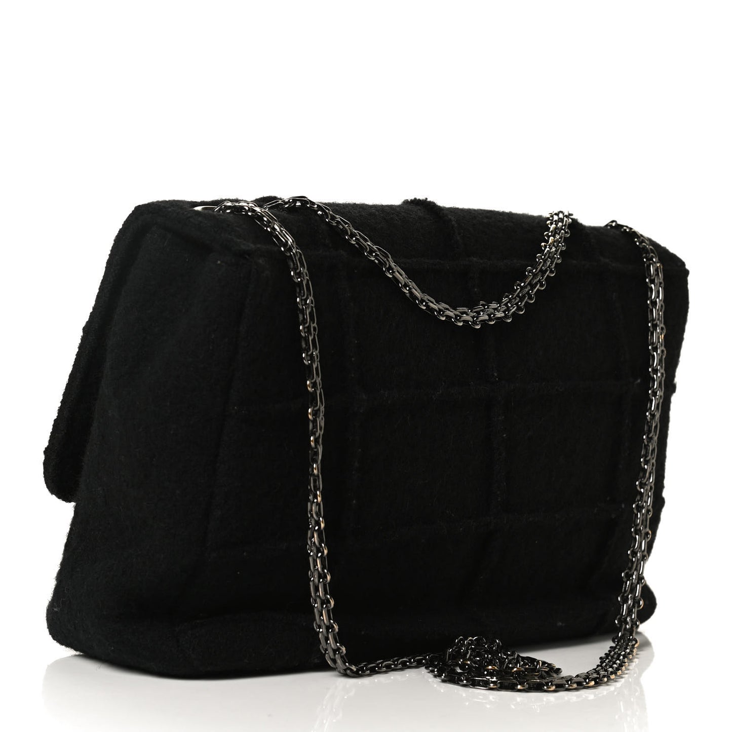 Wool Jumbo Chocolate Bar Mademoiselle Flap Black