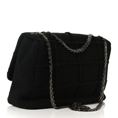 Chanel Wool Jumbo Chocolate Bar Mademoiselle Flap Black 2 of 12