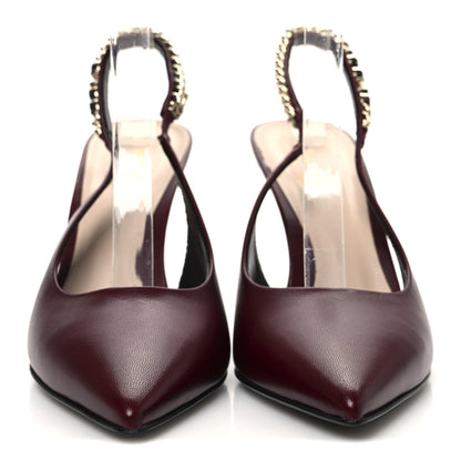 Gucci Malaga Kid Nappa Signoria Slingback Pumps 38 Rosso Ancora 3 of 12