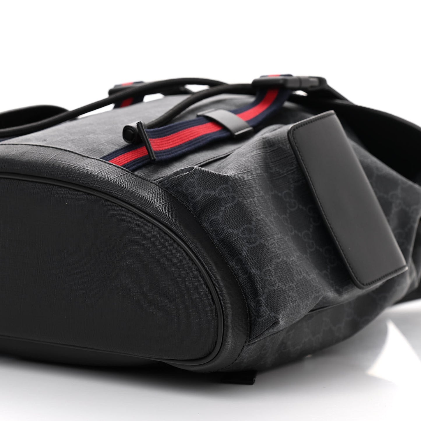 Soft GG Supreme Monogram Appia Calfskin Web Double Buckle Backpack Black