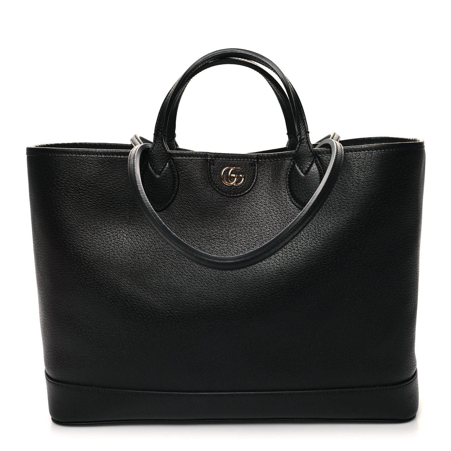 Textured Dollar Calfskin Medium Ophidia Shoulder Tote Bag Black