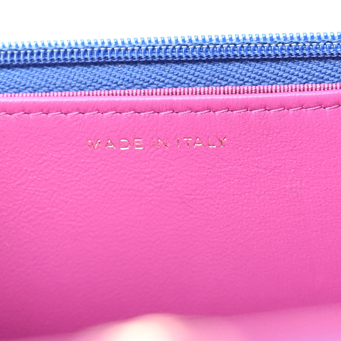 Lambskin Quilted Wallet On Chain WOC Dark Blue Pink