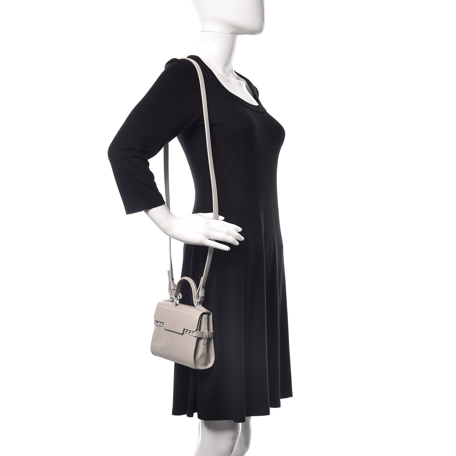 Delvaux Patent Calfskin Micro Tempete Satchel Gray 2 of 11