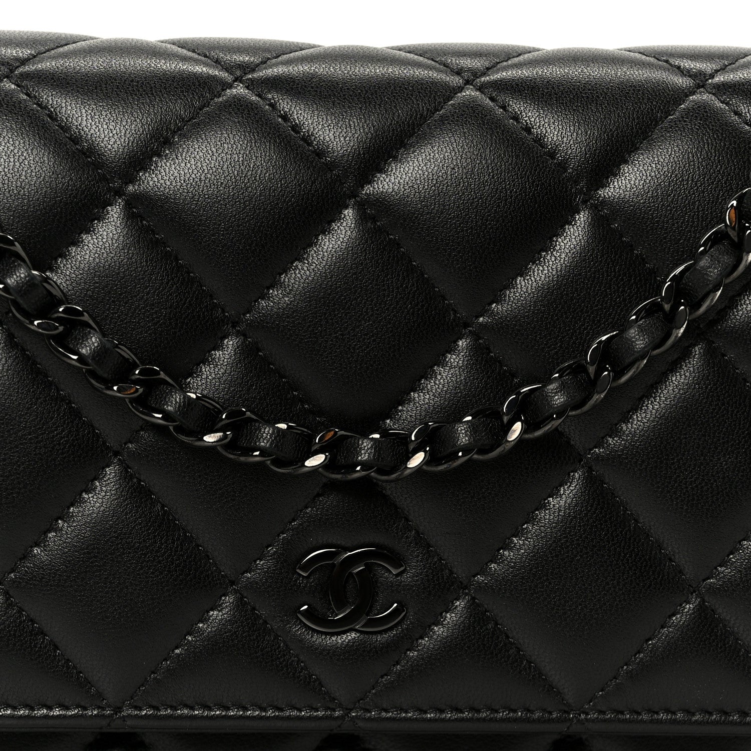 Chanel Pearly Lambskin Quilted Wallet On Chain WOC So Black 9 of 11