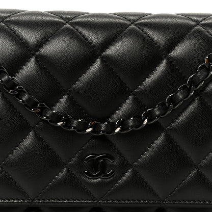 Chanel Pearly Lambskin Quilted Wallet On Chain WOC So Black 9 of 11