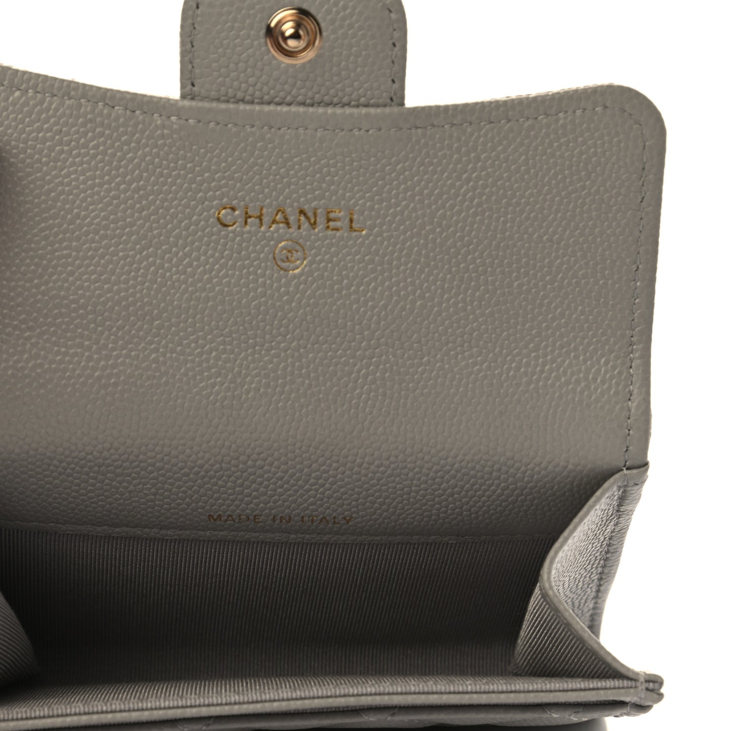 Caviar Quilted Flap Card Holder Wallet Dark Grey
