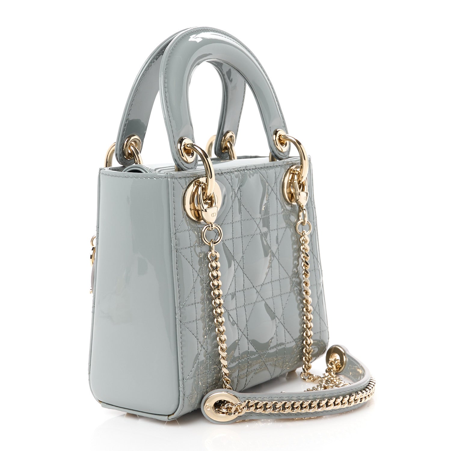 Christian Dior Patent Cannage Mini Lady Dior Grey Stone 3 of 10