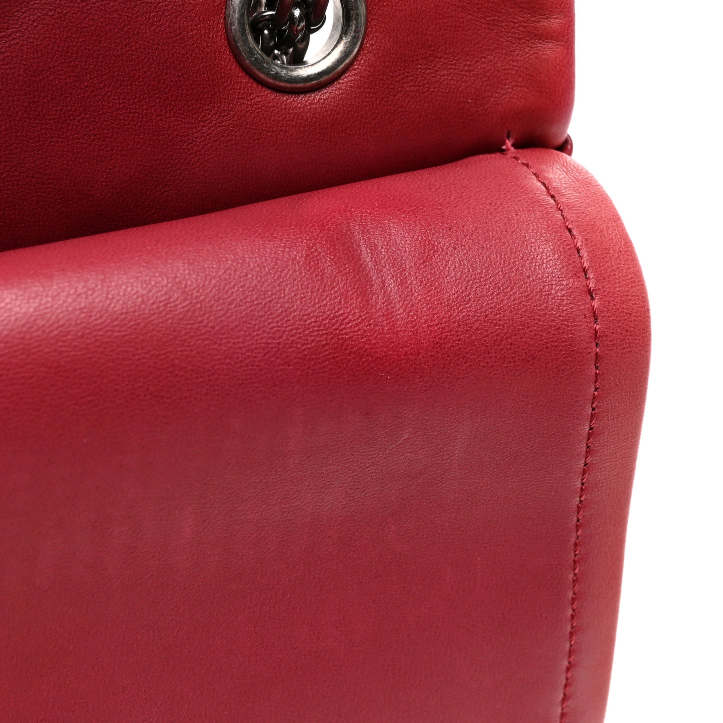 Aged Glazed Calfskin Quilted 2.55 Reissue 227 Flap Red