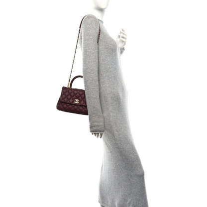 Chanel Caviar Lizard Embossed Quilted Mini Coco Handle Flap Burgundy 2 of 10