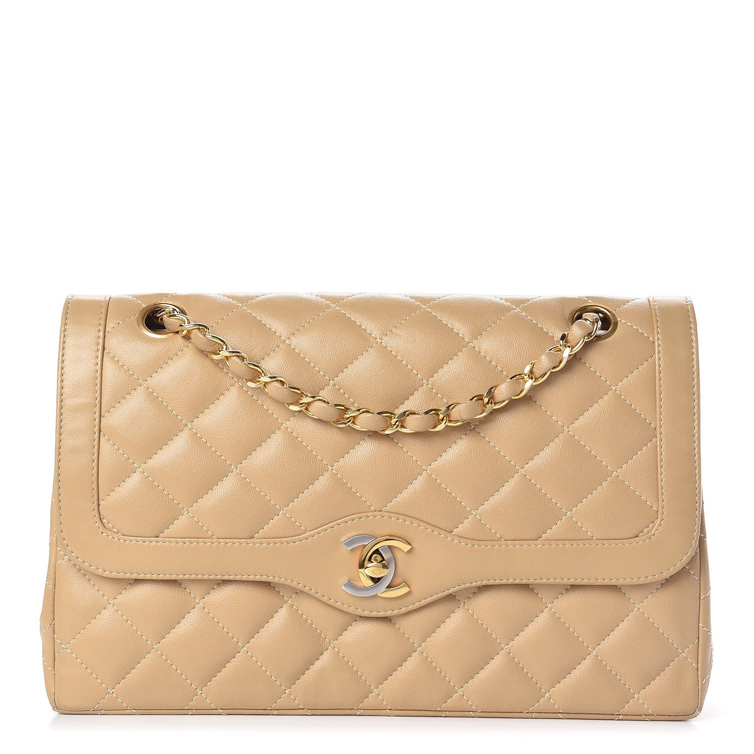 Chanel Lambskin Quilted Medium Double Flap Beige 1 of 15