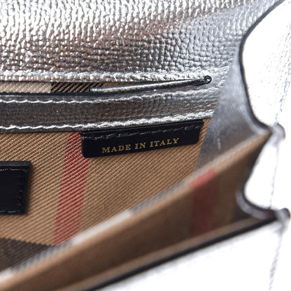 Burberry Metallic Grainy Calfskin Broguing Tassel Small Macken Crossbody Bag Silver 7 of 7