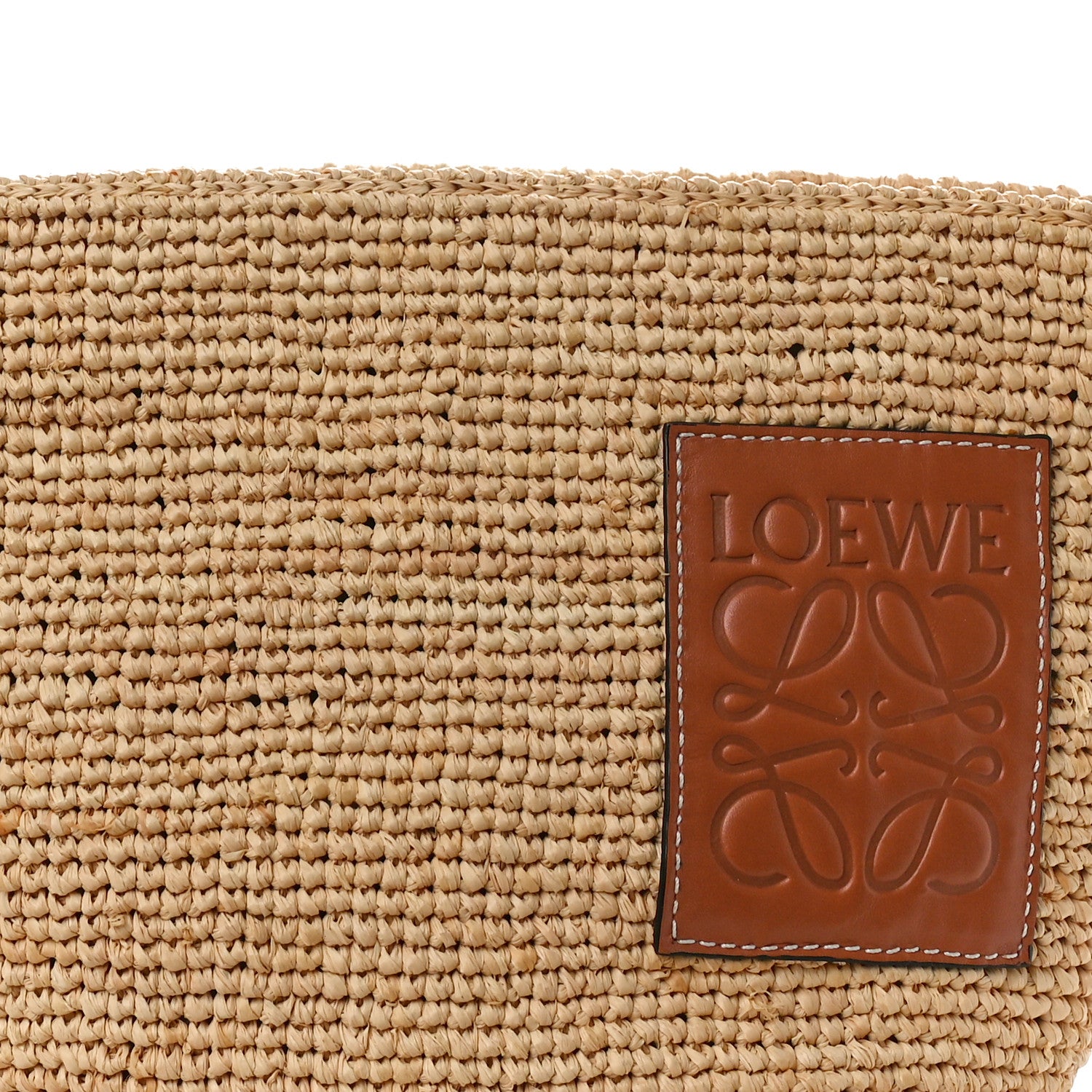 Loewe Calfskin Raffia Paulas Ibiza Pochette Bag Natural Tan 8 of 11