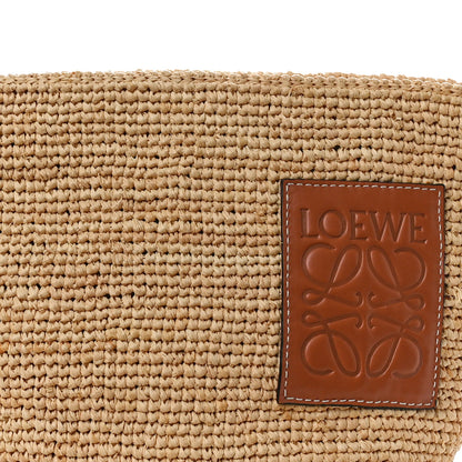 Loewe Calfskin Raffia Paulas Ibiza Pochette Bag Natural Tan 8 of 11