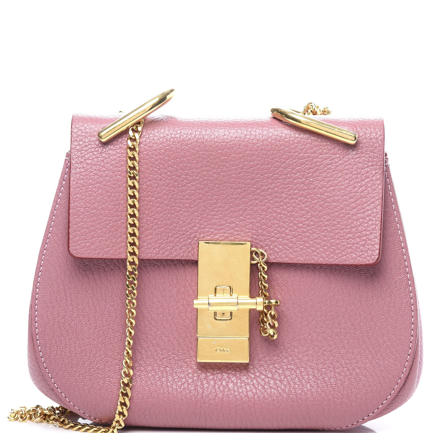 Grained Lambskin Mini Drew Shoulder Bag Washed Pink