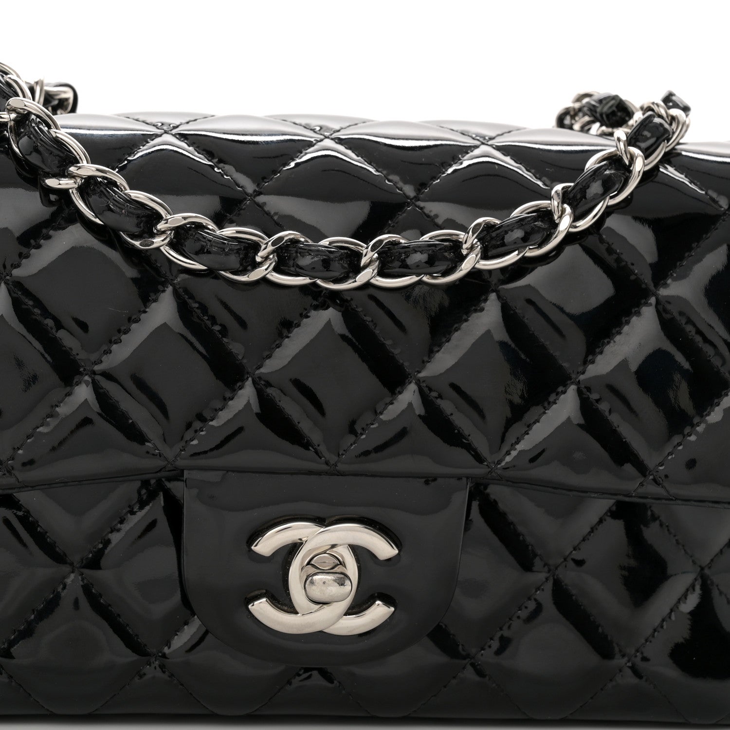 Chanel Patent Calfskin Quilted Mini Rectangular Flap Black 8 of 11