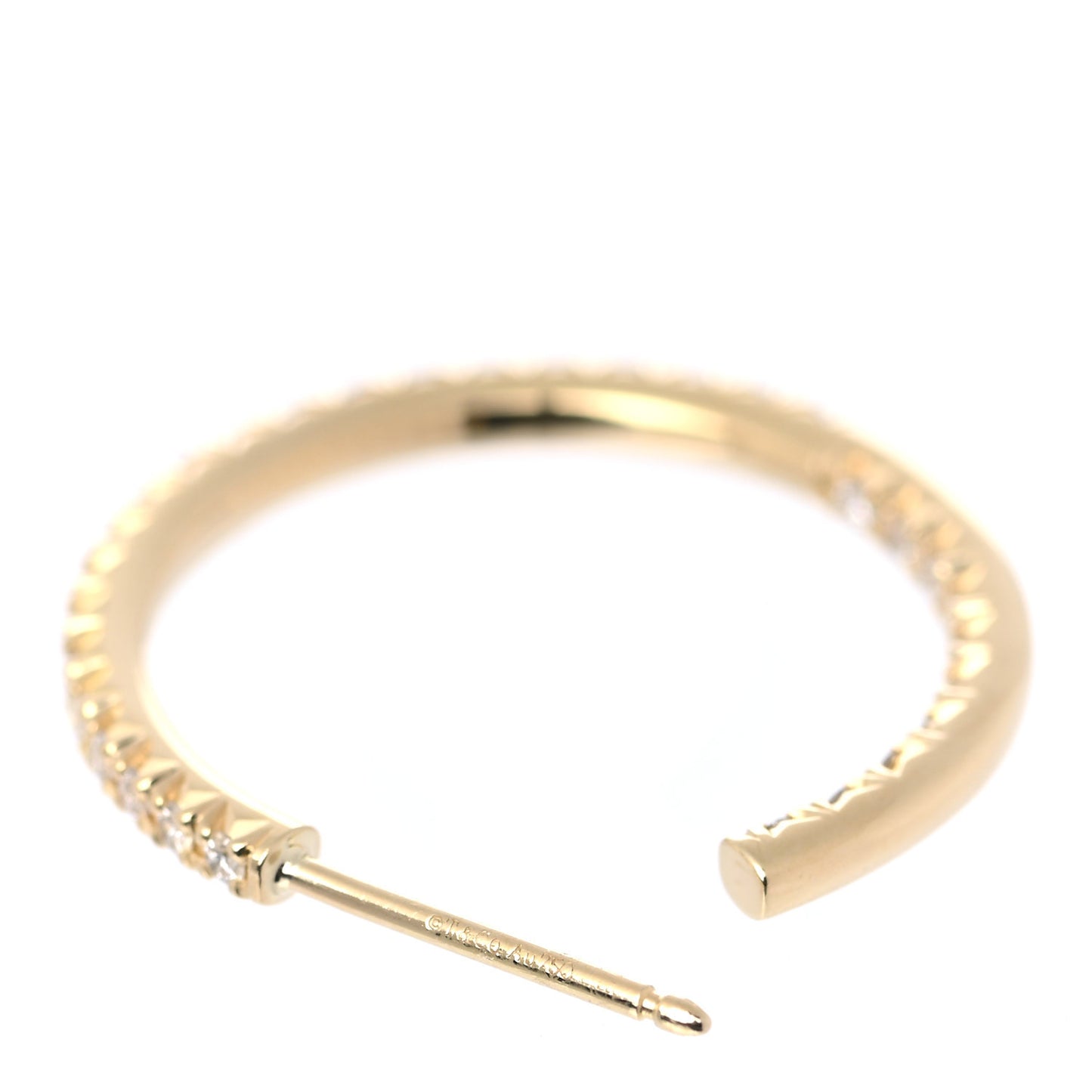 18K Yellow Gold Diamond Medium Metro Hoop Earrings