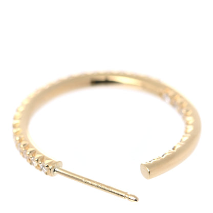 Tiffany 18K Yellow Gold Diamond Medium Metro Hoop Earrings 5 of 7