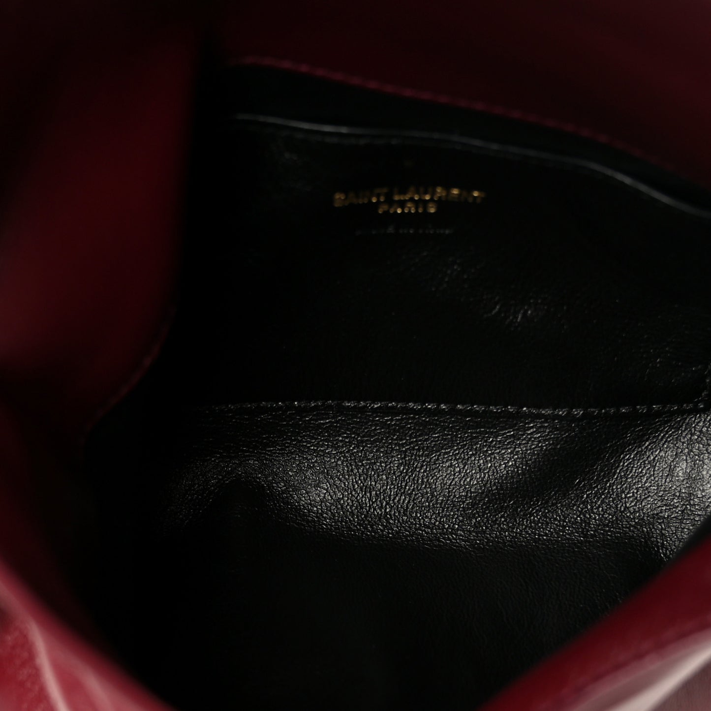 Shiny Calfskin Small Cassandre Chain Pouch Dark Ruby