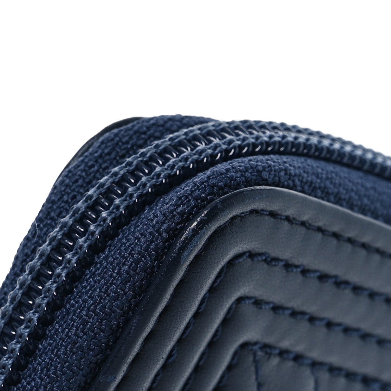 Chanel Calfskin Chevron Quilted Zip Around Boy Coin Purse Navy Blue 10 of 11