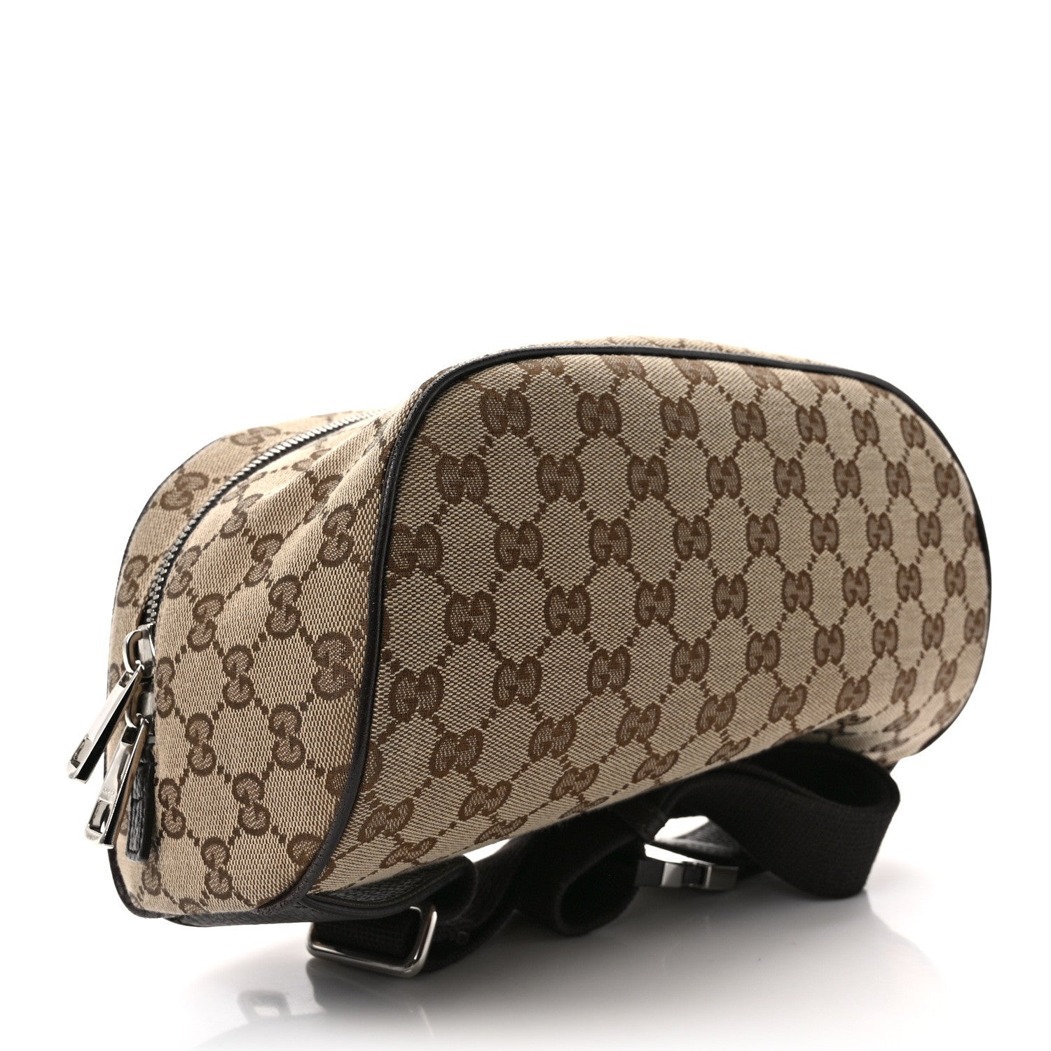 Gucci Monogram Dollar Calfskin Waist Pouch Beige Ebony Testa di Moro Marrone Scuro 4 of 9