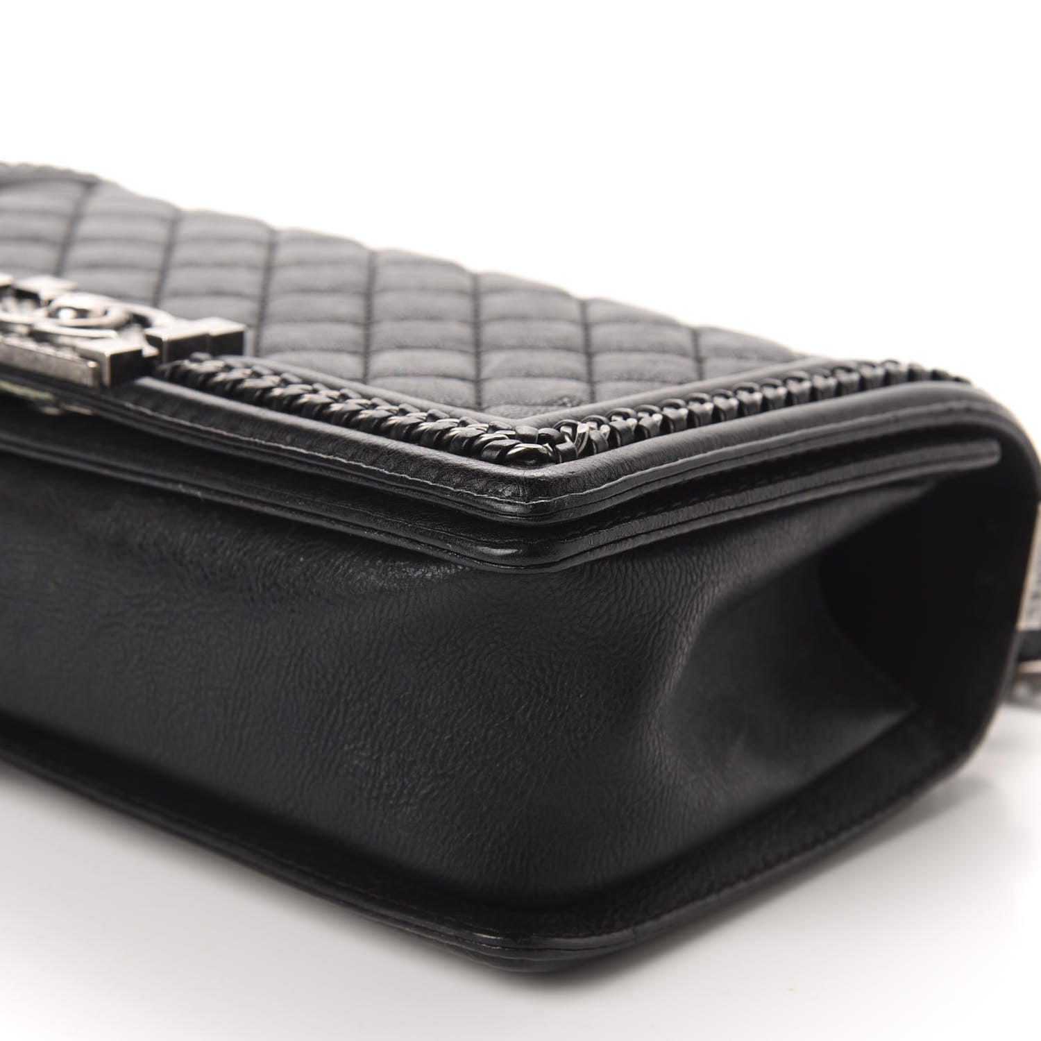 Chanel Calfskin Quilted Medium Boy Top Handle Flap Black 7 of 11