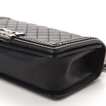 Chanel Calfskin Quilted Medium Boy Top Handle Flap Black 7 of 11