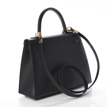 Hermes Epsom Kelly Sellier 25 Black 3 of 11