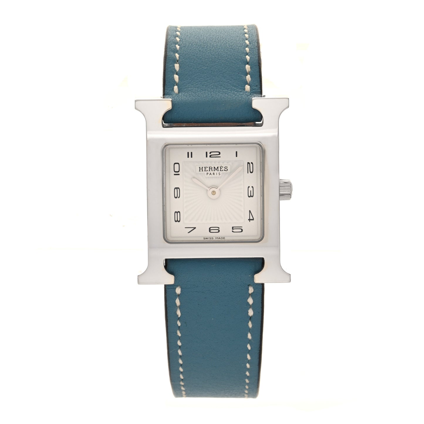 Stainless Steel Swift 21mm Heure H Hour Quartz Watch Blue Jean