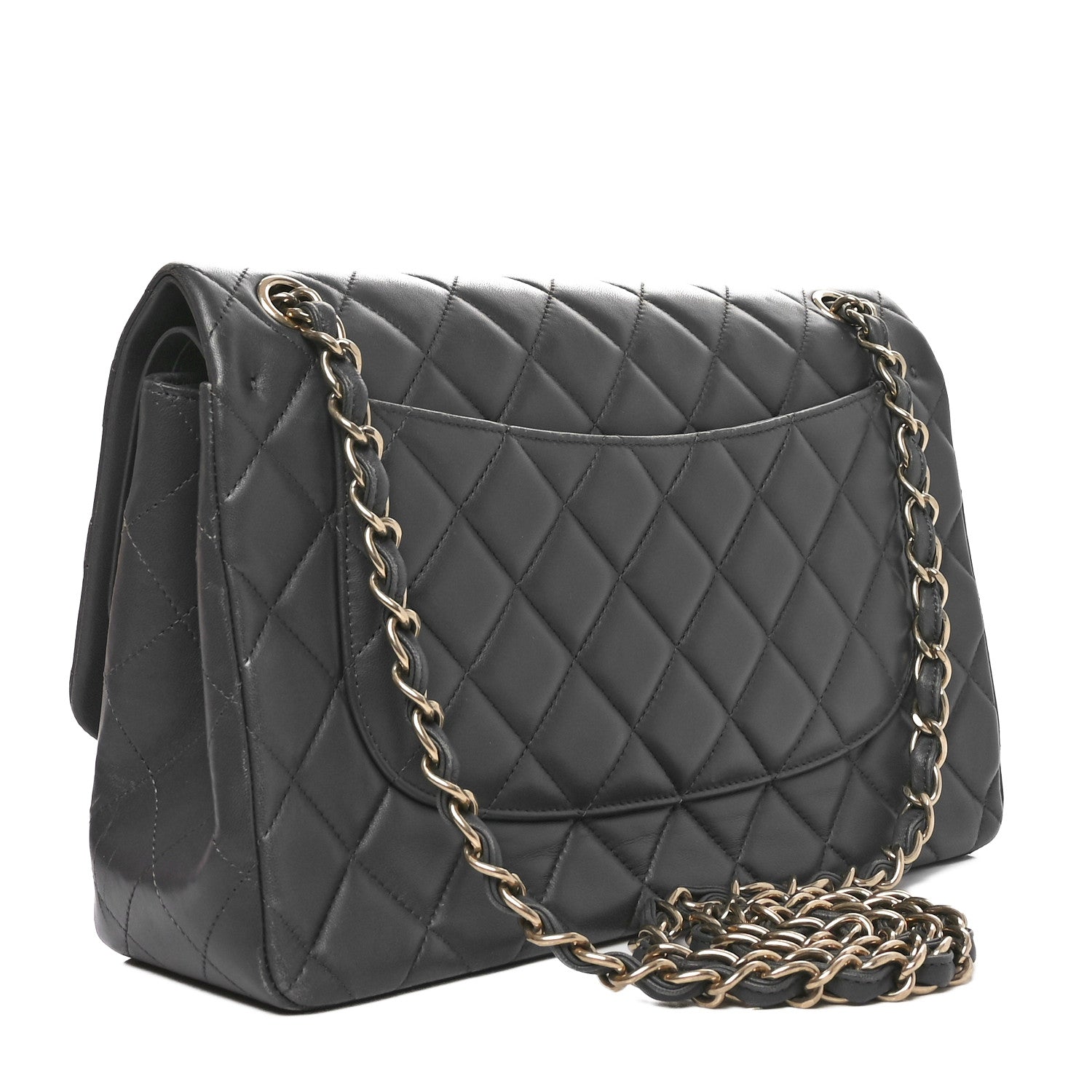 Chanel Lambskin Quilted Jumbo Double Flap Dark Grey 3 of 10