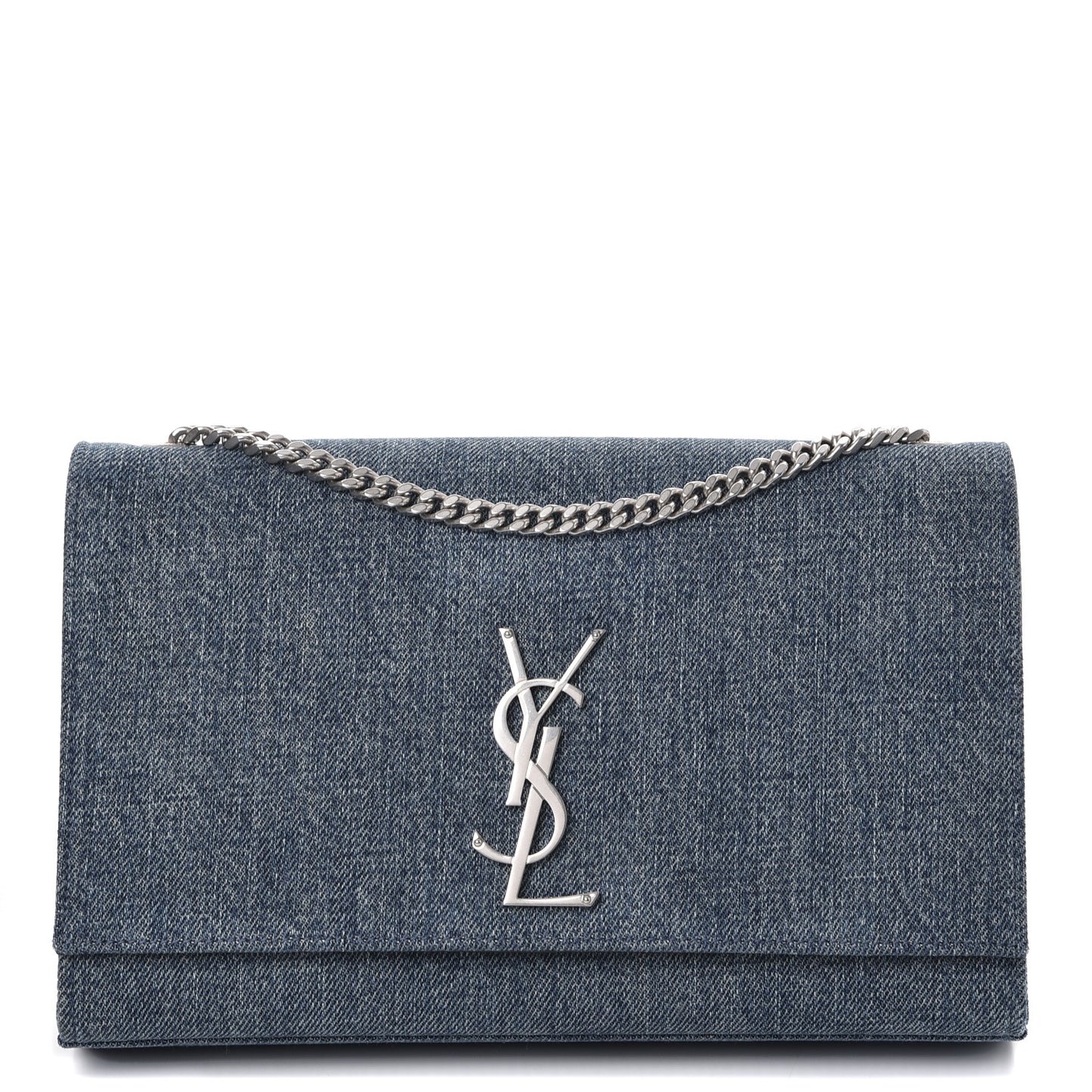 Denim Medium Classic Monogram Kate Satchel Light Blue