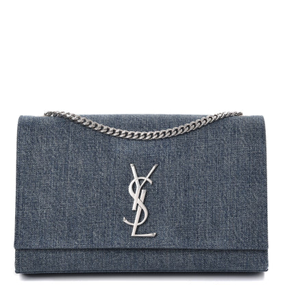 Saint Laurent Denim Medium Classic Monogram Kate Satchel Light Blue 1 of 7