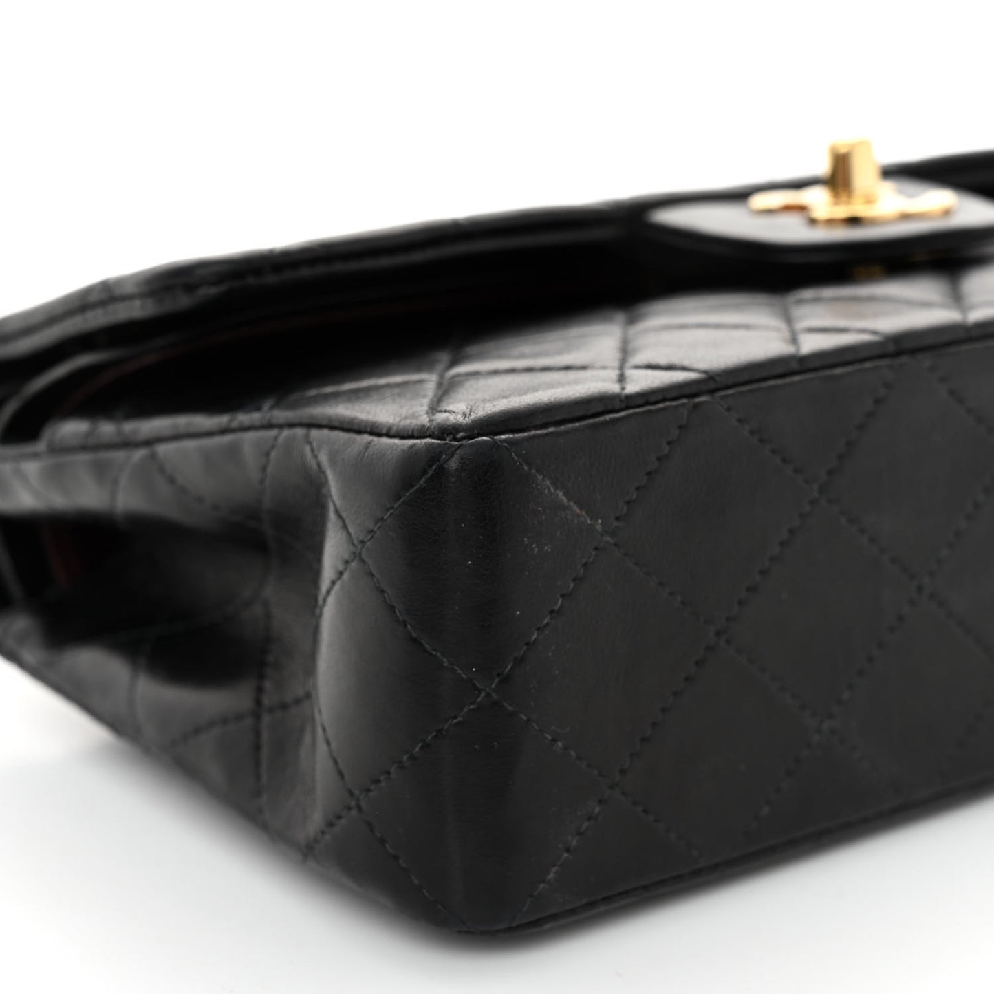 Lambskin Quilted Small Double Flap Black