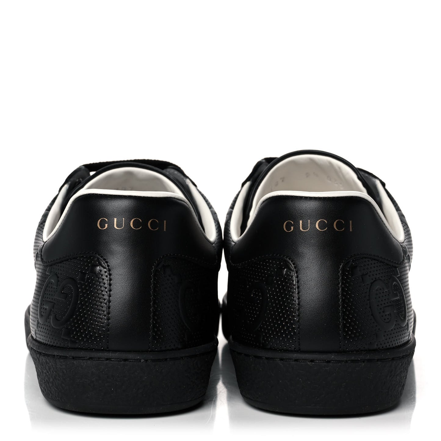 Calfskin GG Tennis Embossed Mens Ace Sneakers 9.5 Black