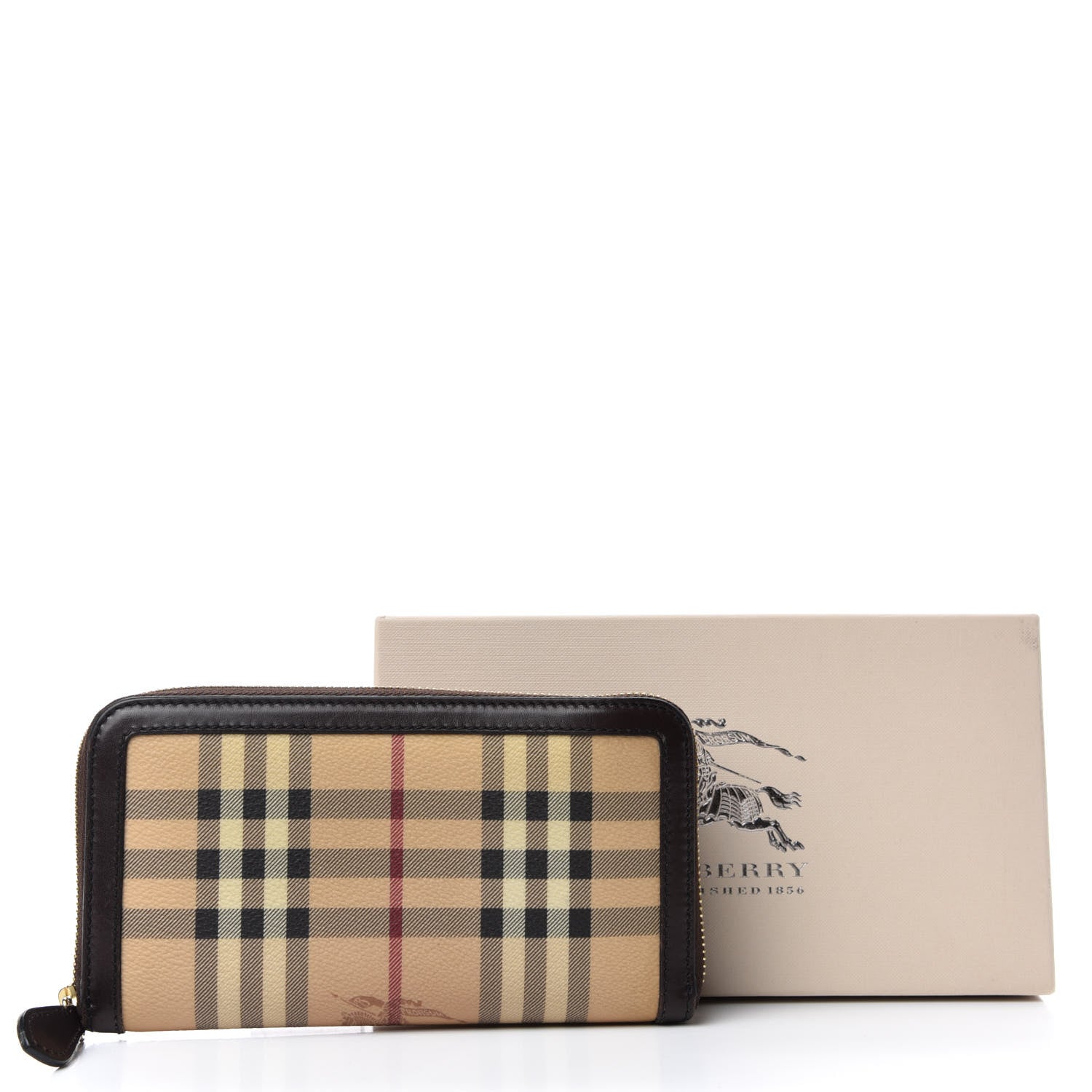Burberry Haymarket Check Large Ziggy Zip Around Wallet Chocolate 8 of 8