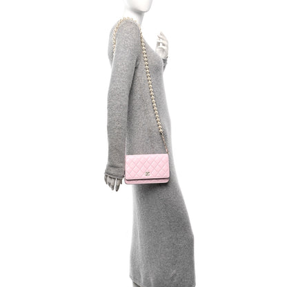 Chanel Lambskin Quilted Pearl Wallet On Chain WOC Pink Pink 2 of 12