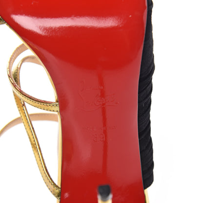 Christian Louboutin Specchio Veau Velours Tina Cage 100 Ankle Strap Sandals 39 Gold Black 5 of 8