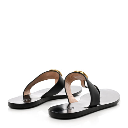 Gucci Calfskin GG Marmont Thong Sandals 39 Black 4 of 8
