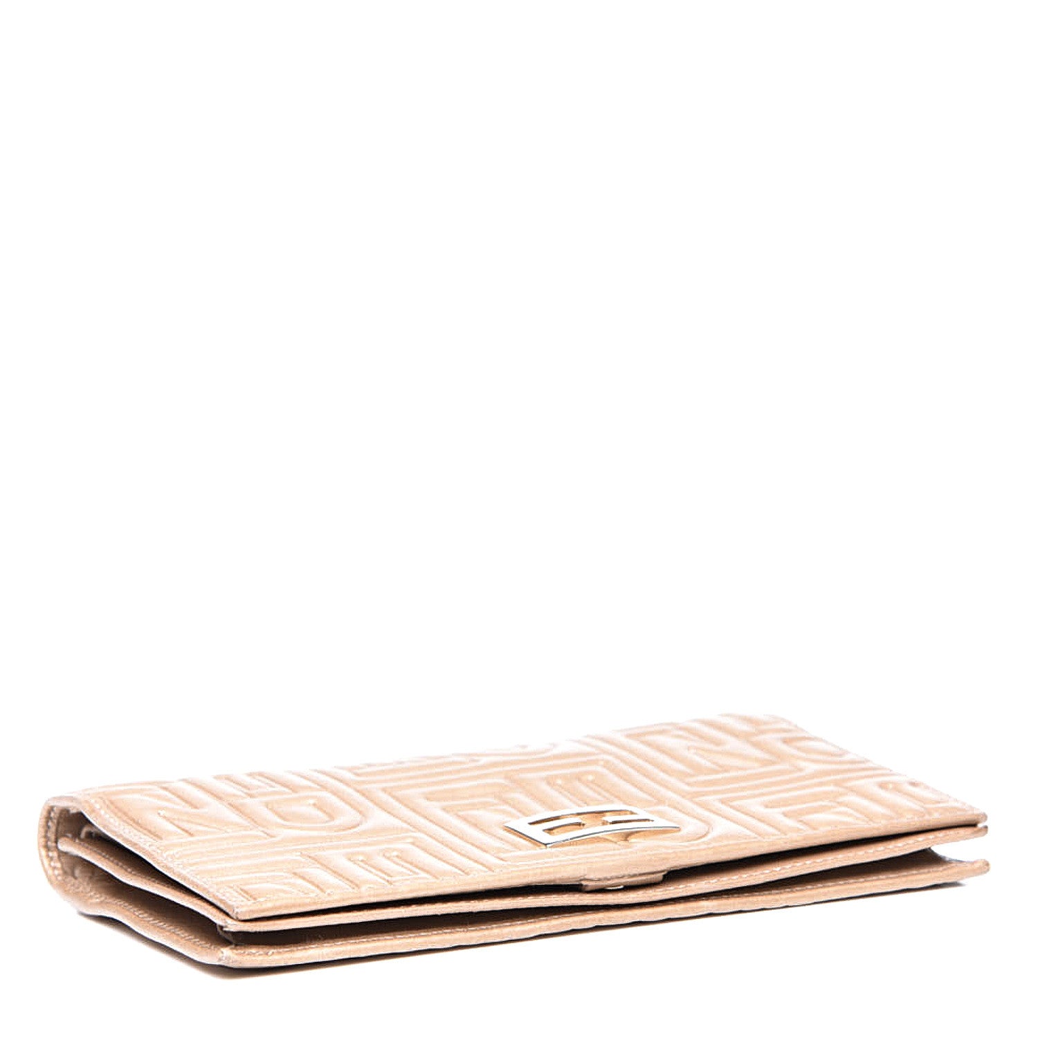 Fendi Metallic Nappa Logo Embossed Long Wallet On Chain Gold 3 of 12