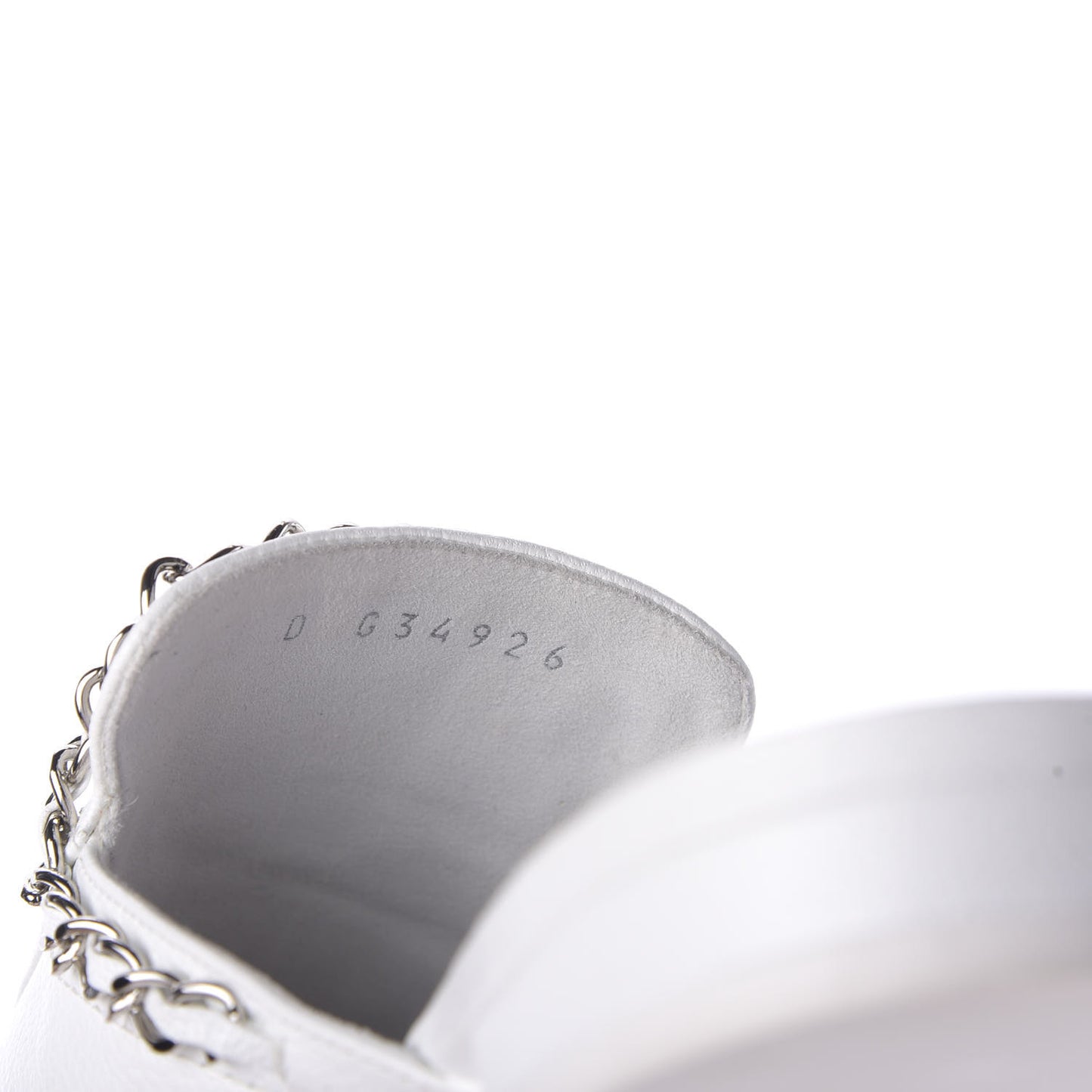 Goatskin Chain CC Mules 35.5 White