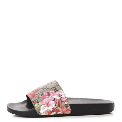 Gucci GG Supreme Monogram Blooms Slide Sandals 38 Beige Multicolor 1 of 8